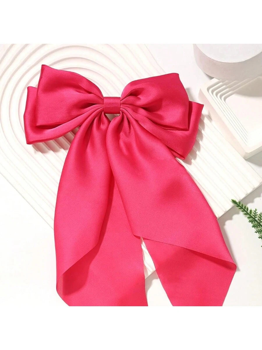 Conjunto de 2 peças de grampos de cabelo com laço longo preto e branco para mulheres, grampos de cabelo fofos para o Dia dos Namorados, grampos de cabelo com garras, presilhas de cabelo