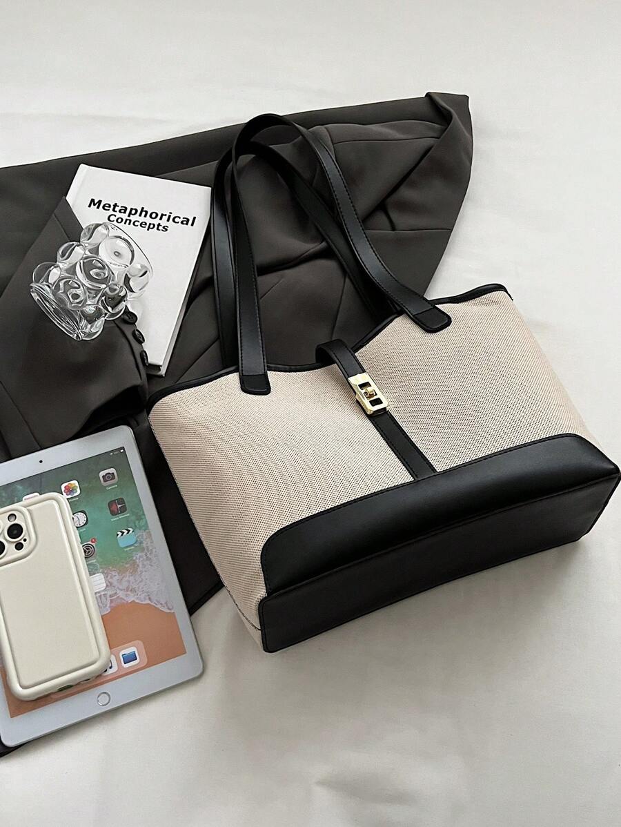Bolsa tote casual de grande capacidade dobrável com alça dupla, adequada para compras de meninas/senhoras, deslocamento para o trabalho, atividades ao ar livre, eventos empresariais, presente para mães, novidade no outono/inverno, bolsa tote de ombro de g