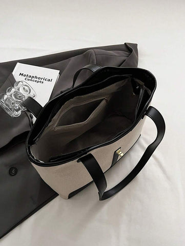 Bolsa tote casual de grande capacidade dobrável com alça dupla, adequada para compras de meninas/senhoras, deslocamento para o trabalho, atividades ao ar livre, eventos empresariais, presente para mães, novidade no outono/inverno, bolsa tote de ombro de g