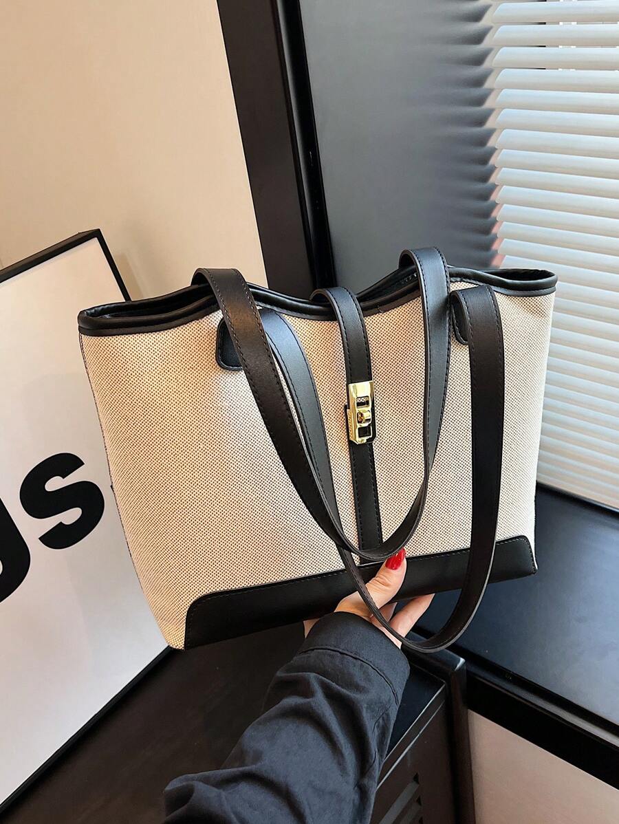 Bolsa tote casual de grande capacidade dobrável com alça dupla, adequada para compras de meninas/senhoras, deslocamento para o trabalho, atividades ao ar livre, eventos empresariais, presente para mães, novidade no outono/inverno, bolsa tote de ombro de g