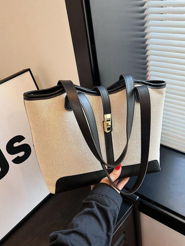 Bolsa tote casual de grande capacidade dobrável com alça dupla, adequada para compras de meninas/senhoras, deslocamento para o trabalho, atividades ao ar livre, eventos empresariais, presente para mães, novidade no outono/inverno, bolsa tote de ombro de g