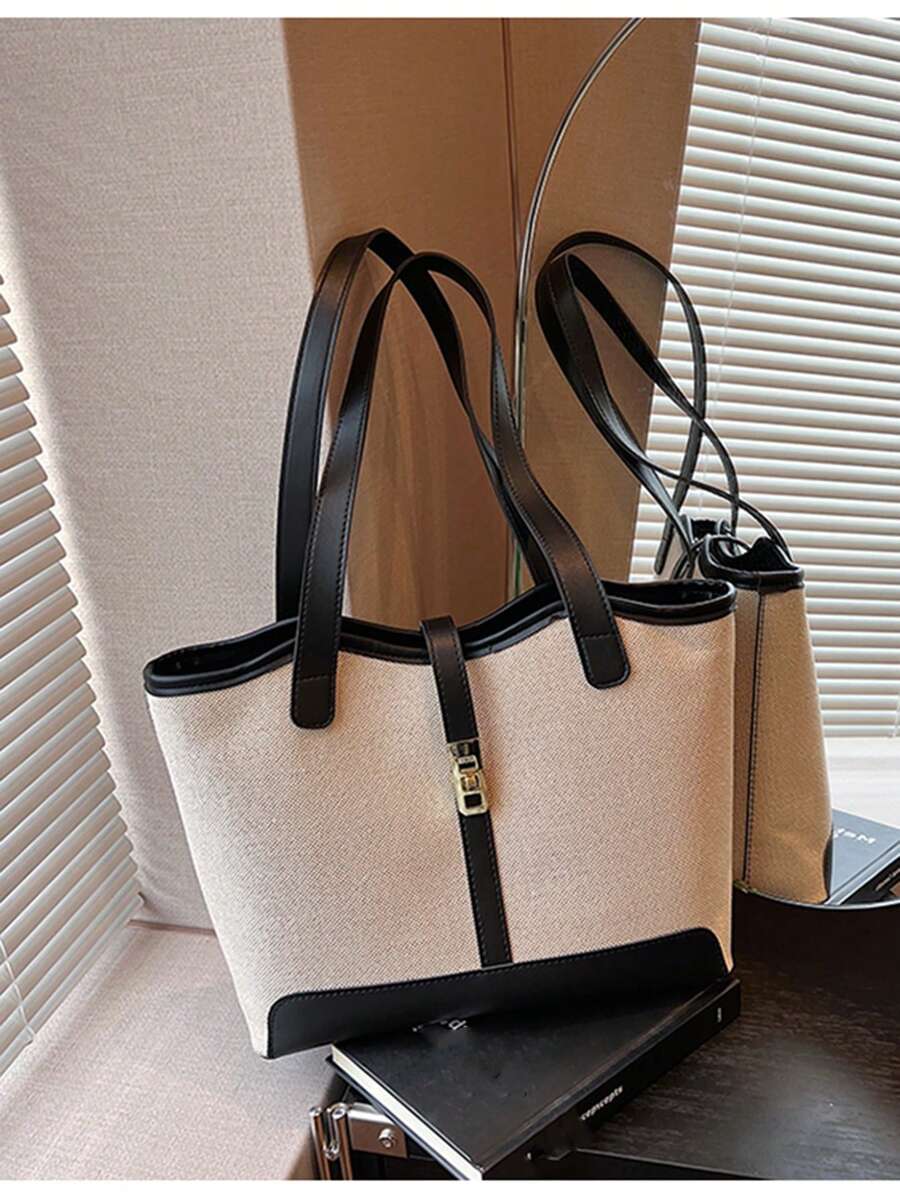 Bolsa tote casual de grande capacidade dobrável com alça dupla, adequada para compras de meninas/senhoras, deslocamento para o trabalho, atividades ao ar livre, eventos empresariais, presente para mães, novidade no outono/inverno, bolsa tote de ombro de g
