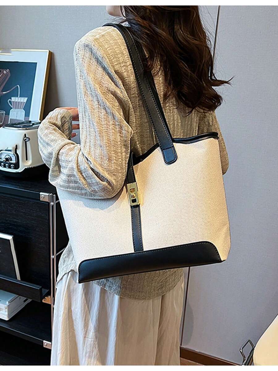 Bolsa tote casual de grande capacidade dobrável com alça dupla, adequada para compras de meninas/senhoras, deslocamento para o trabalho, atividades ao ar livre, eventos empresariais, presente para mães, novidade no outono/inverno, bolsa tote de ombro de g