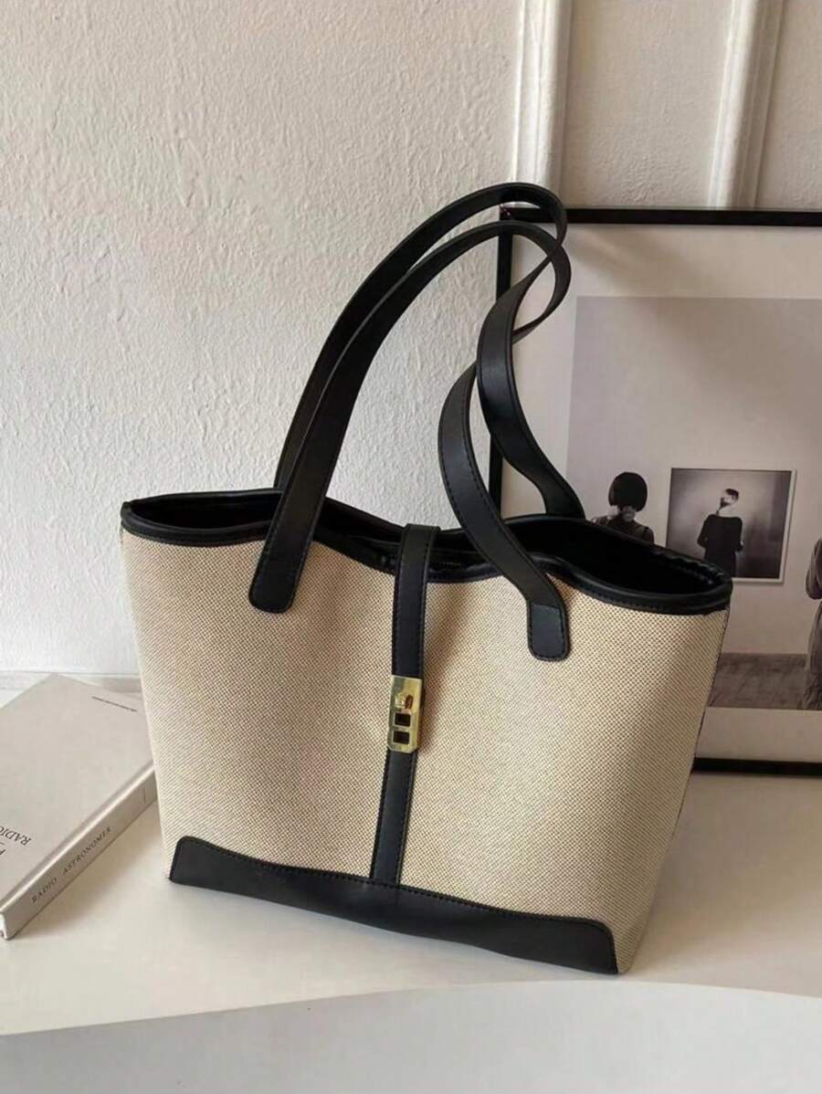 Bolsa tote casual de grande capacidade dobrável com alça dupla, adequada para compras de meninas/senhoras, deslocamento para o trabalho, atividades ao ar livre, eventos empresariais, presente para mães, novidade no outono/inverno, bolsa tote de ombro de g