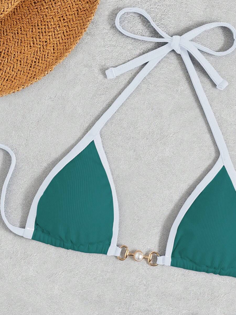 Swim Vcay Conjunto de biquíni feminino com alças cruzadas para férias na praia, corte atrevido no verão