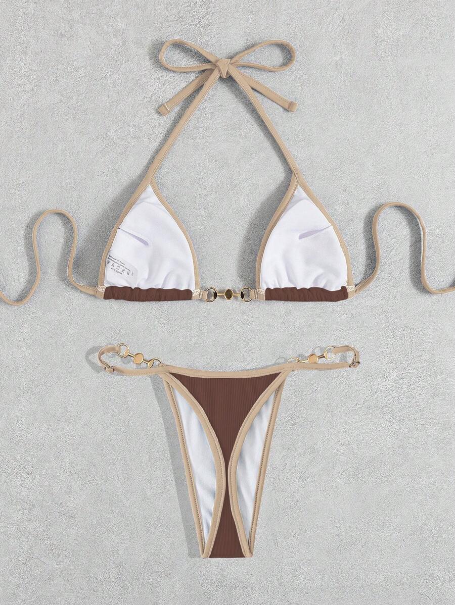 Swim Vcay Conjunto de biquíni feminino com alças cruzadas para férias na praia, corte atrevido no verão