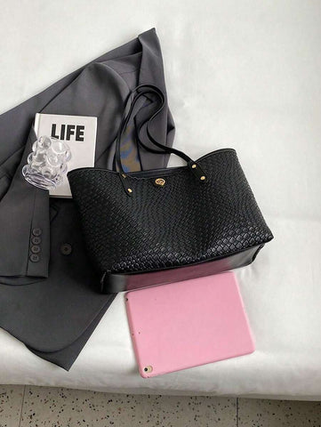 Grande capacidade simples e versátil bolsa tote impressa com decoração de rebites para mulheres bolsa tote com estampa de flores retrô bolsa de ombro de grande capacidade bolsa de mão diária da moda para mulheres, novidade no outono/inverno bolsa tote de