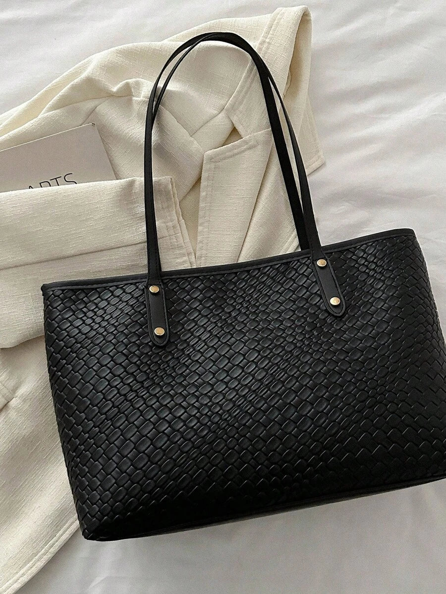 Grande capacidade simples e versátil bolsa tote impressa com decoração de rebites para mulheres bolsa tote com estampa de flores retrô bolsa de ombro de grande capacidade bolsa de mão diária da moda para mulheres, novidade no outono/inverno bolsa tote de