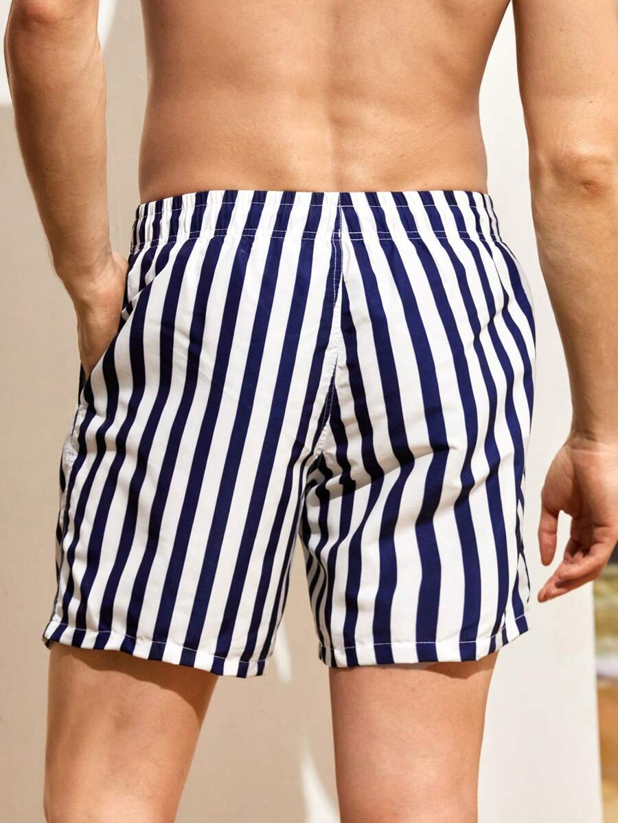 Shorts de Praia Listrado com Bolsos para Homens