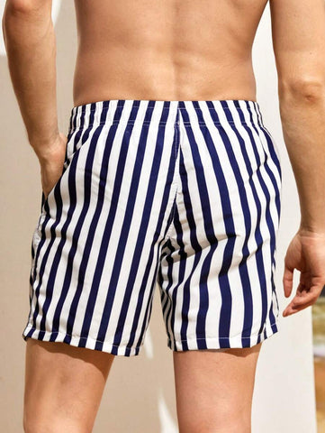 Shorts de Praia Listrado com Bolsos para Homens