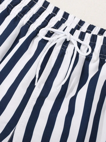 Shorts de Praia Listrado com Bolsos para Homens