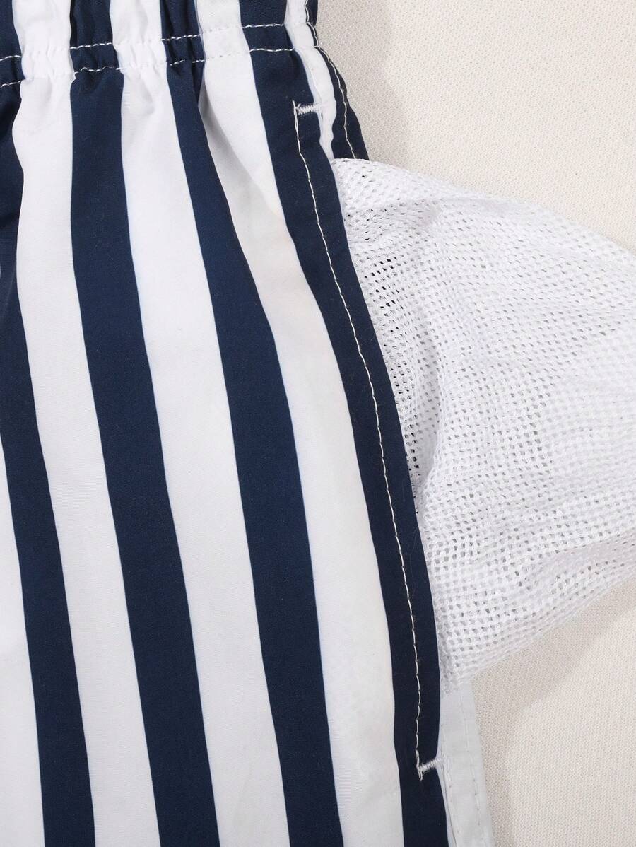 Shorts de Praia Listrado com Bolsos para Homens