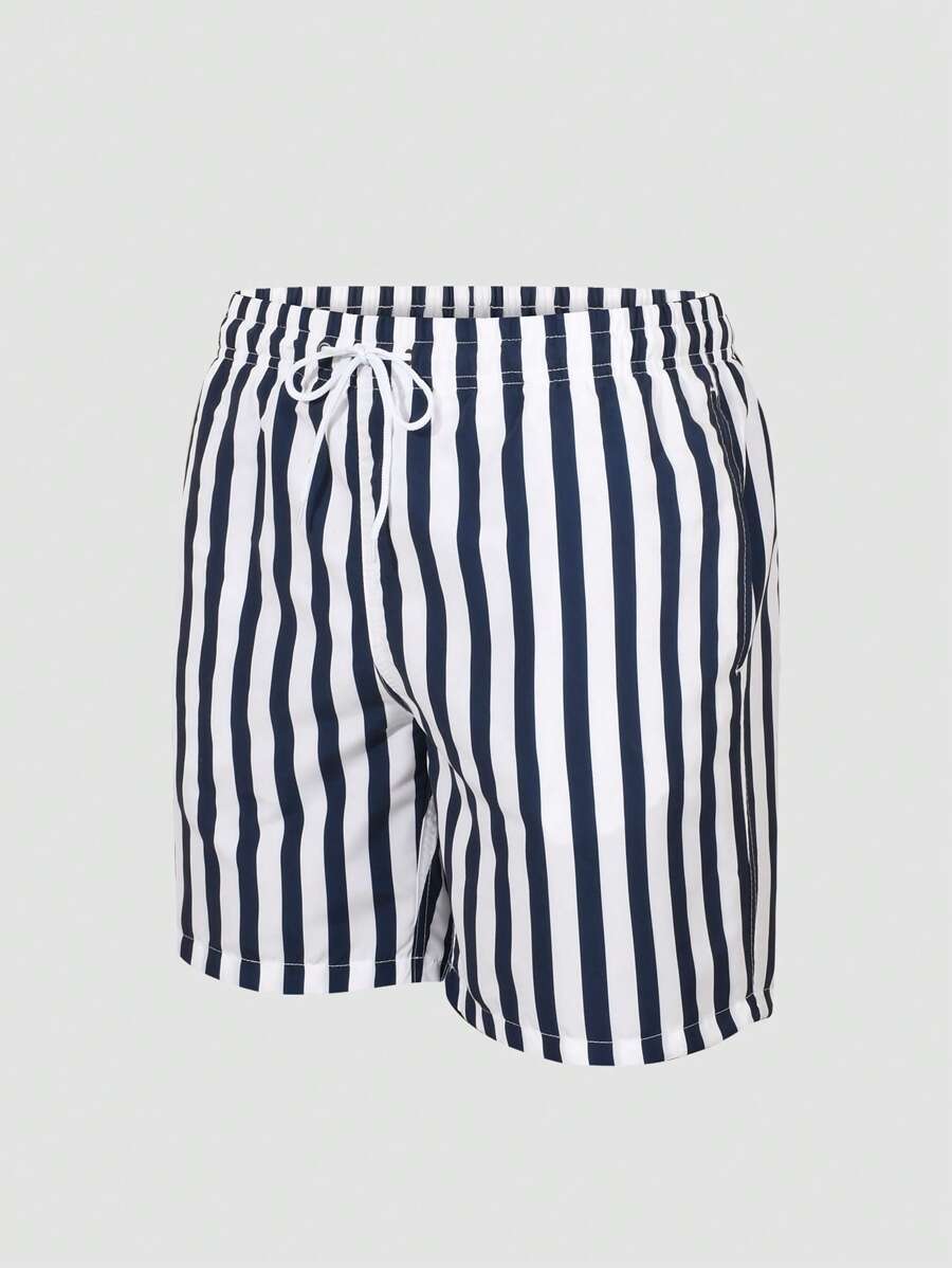 Shorts de Praia Listrado com Bolsos para Homens