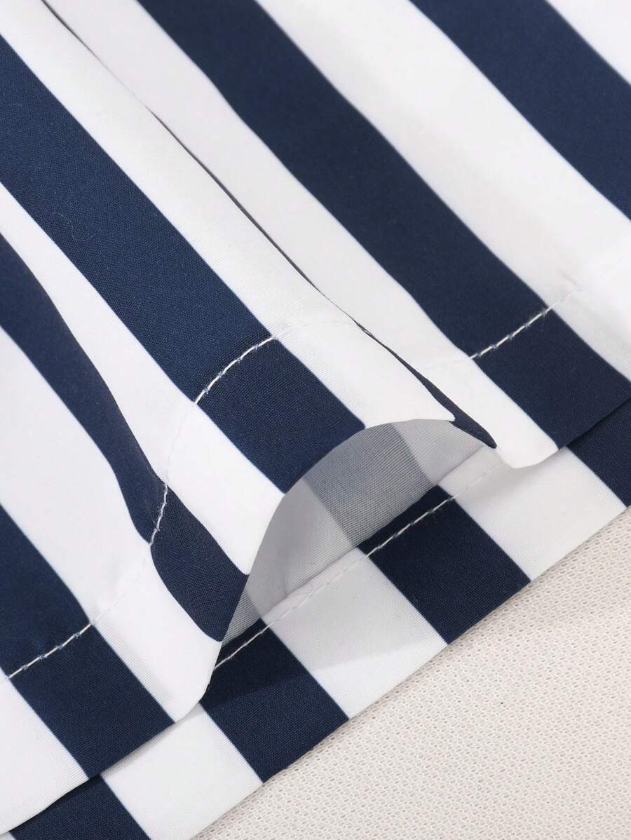 Shorts de Praia Listrado com Bolsos para Homens