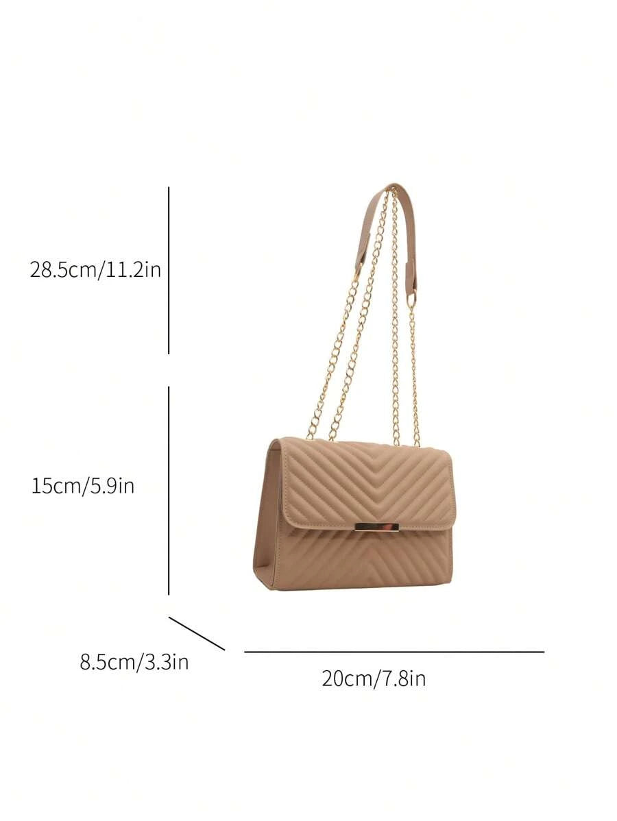 Mini Bolsa Crossbody Com Aba Acolchoada, Bolsa De Ombro Com Alça De Corrente, Acessório De Moda Feminina Para O Verão