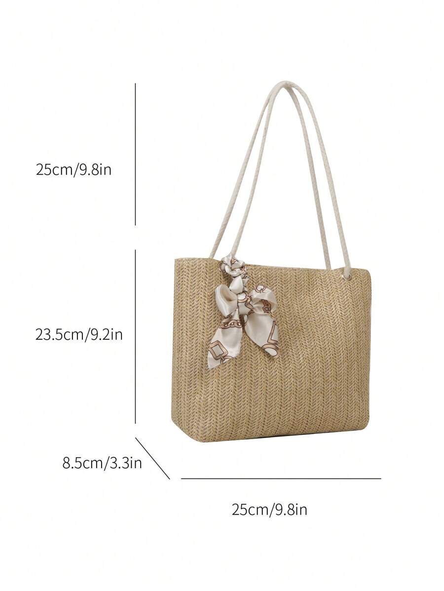 Bolsa de palha casual e moderna para mulheres, bolsa tote/ombro/bolsa de mão/bolsa de praia, bolsa de férias da moda para o verão
