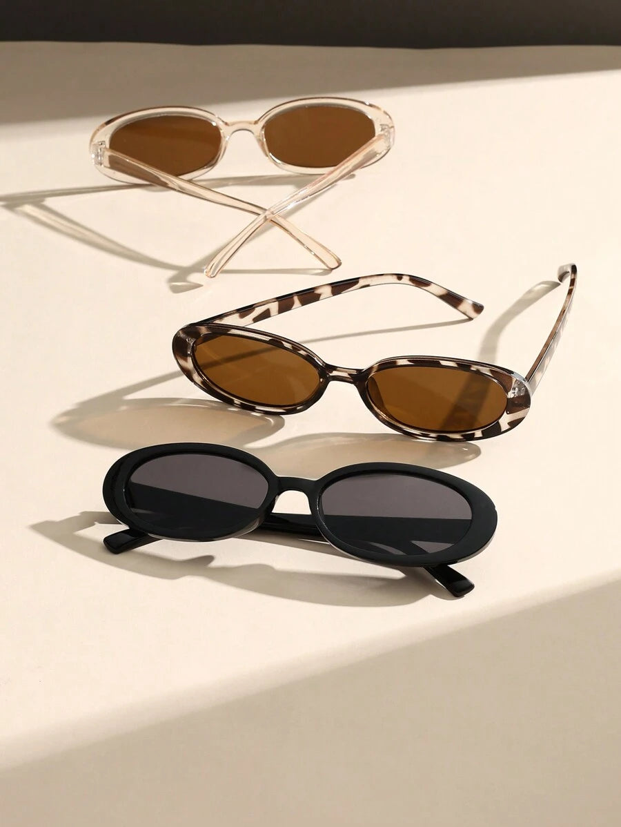 2 peças de óculos de grau ovais clássicos de plástico para mulheres, combinação para presente de feriado, férias na praia tropical, atividades ao ar livre, acessórios de praia para férias de verão, atividades ao ar livre, viagens, volta às aulas, estilo p