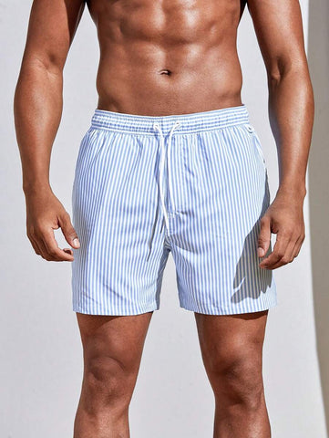 Horizaway Cordão Bolso Listrado Período de férias Calções de praia masculinos
