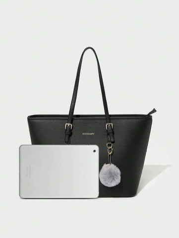 Bolsa de ombro com design elegante e de grande capacidade, cor sólida, nova bolsa de ombro com grande capacidade para outono/inverno