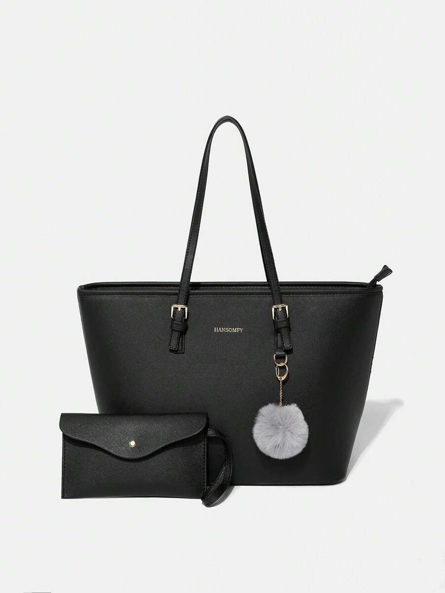Bolsa de ombro com design elegante e de grande capacidade, cor sólida, nova bolsa de ombro com grande capacidade para outono/inverno