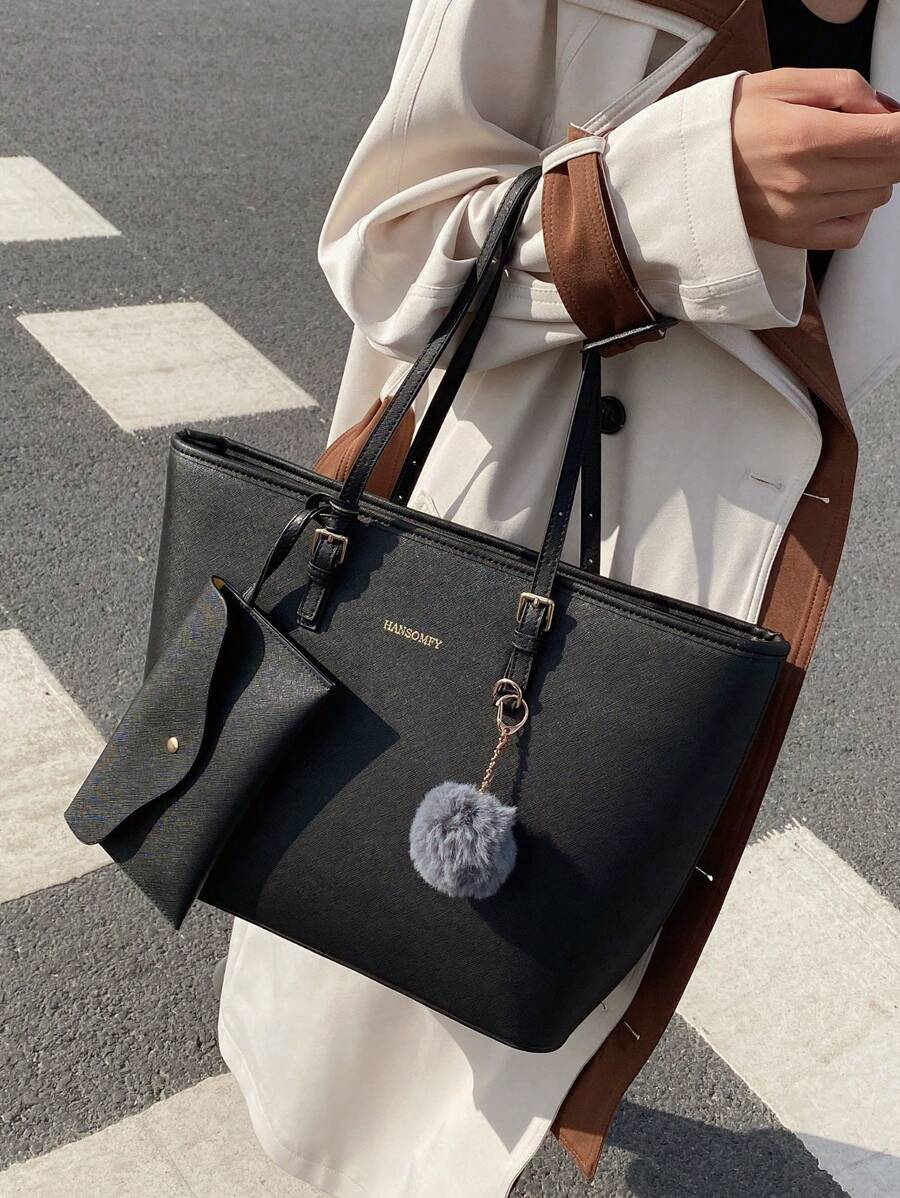 Bolsa de ombro com design elegante e de grande capacidade, cor sólida, nova bolsa de ombro com grande capacidade para outono/inverno