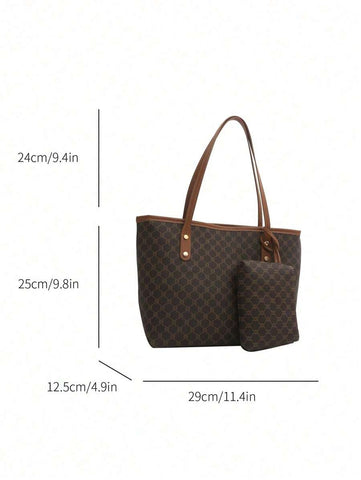 Grande capacidade simples e versátil bolsa tote impressa com decoração de rebites para mulheres bolsa tote com estampa de flores retrô bolsa de ombro de grande capacidade bolsa de mão diária da moda para mulheres, novidade no outono/inverno bolsa tote de