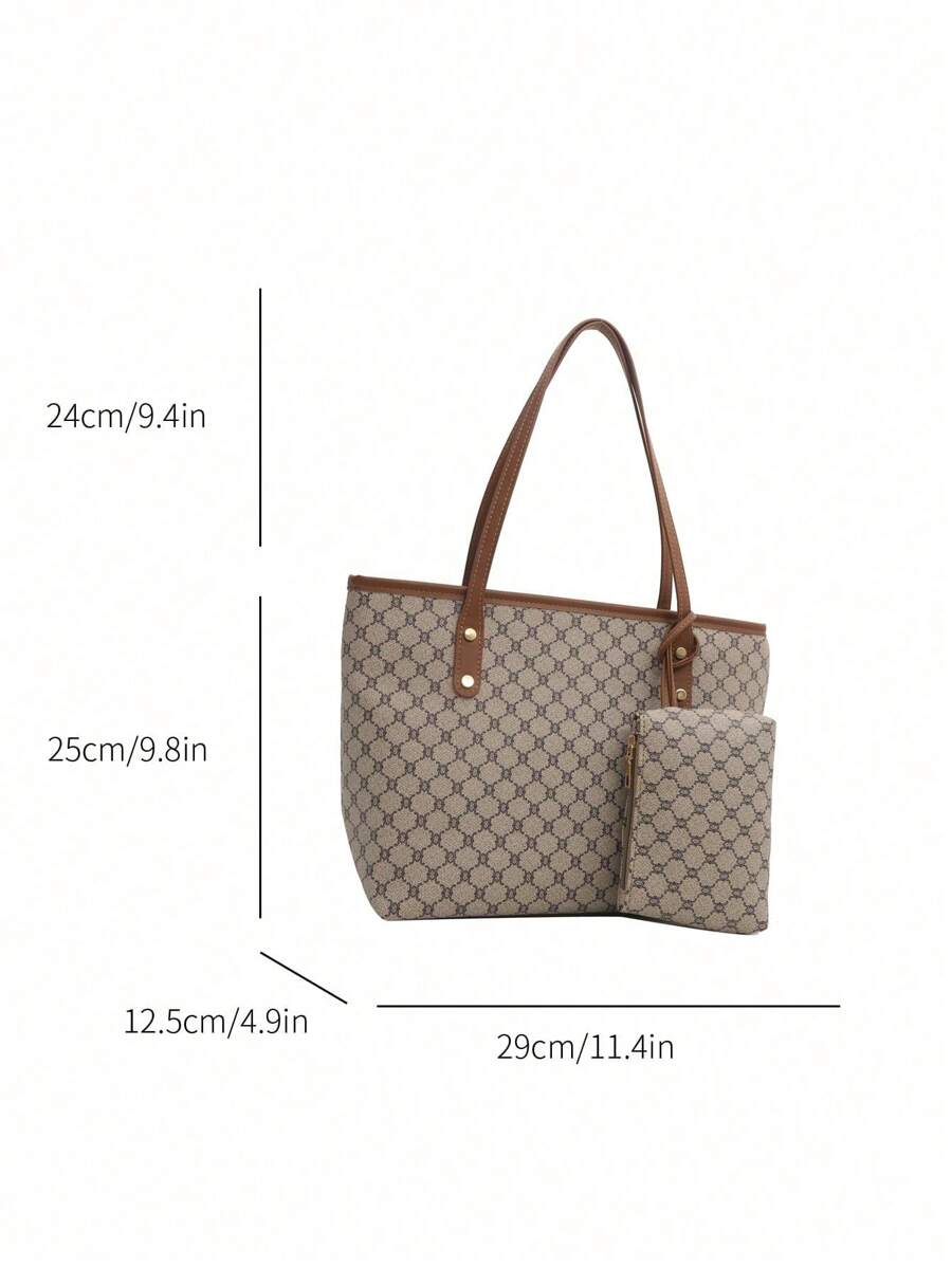Grande capacidade simples e versátil bolsa tote impressa com decoração de rebites para mulheres bolsa tote com estampa de flores retrô bolsa de ombro de grande capacidade bolsa de mão diária da moda para mulheres, novidade no outono/inverno bolsa tote de