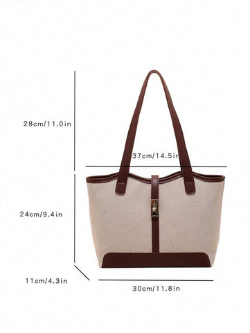Bolsa tote casual de grande capacidade dobrável com alça dupla, adequada para compras de meninas/senhoras, deslocamento para o trabalho, atividades ao ar livre, eventos empresariais, presente para mães, novidade no outono/inverno, bolsa tote de ombro de g