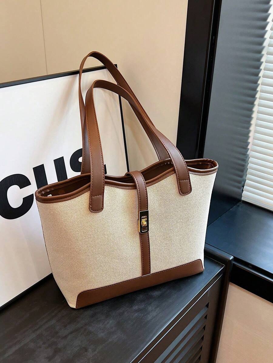 Bolsa tote casual de grande capacidade dobrável com alça dupla, adequada para compras de meninas/senhoras, deslocamento para o trabalho, atividades ao ar livre, eventos empresariais, presente para mães, novidade no outono/inverno, bolsa tote de ombro de g