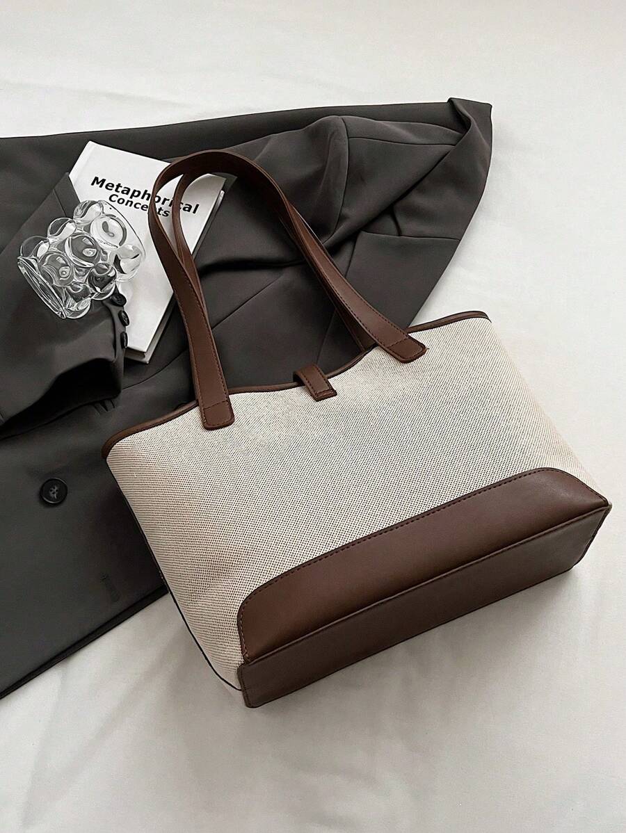 Bolsa tote casual de grande capacidade dobrável com alça dupla, adequada para compras de meninas/senhoras, deslocamento para o trabalho, atividades ao ar livre, eventos empresariais, presente para mães, novidade no outono/inverno, bolsa tote de ombro de g