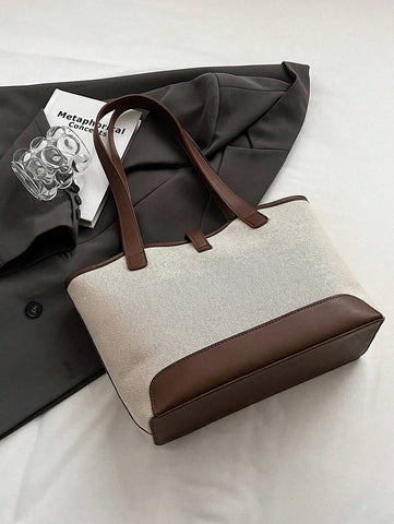 Bolsa tote casual de grande capacidade dobrável com alça dupla, adequada para compras de meninas/senhoras, deslocamento para o trabalho, atividades ao ar livre, eventos empresariais, presente para mães, novidade no outono/inverno, bolsa tote de ombro de g