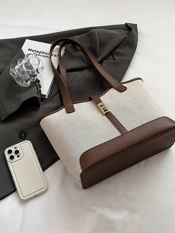 Bolsa tote casual de grande capacidade dobrável com alça dupla, adequada para compras de meninas/senhoras, deslocamento para o trabalho, atividades ao ar livre, eventos empresariais, presente para mães, novidade no outono/inverno, bolsa tote de ombro de g