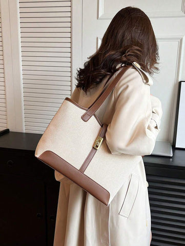 Bolsa tote casual de grande capacidade dobrável com alça dupla, adequada para compras de meninas/senhoras, deslocamento para o trabalho, atividades ao ar livre, eventos empresariais, presente para mães, novidade no outono/inverno, bolsa tote de ombro de g