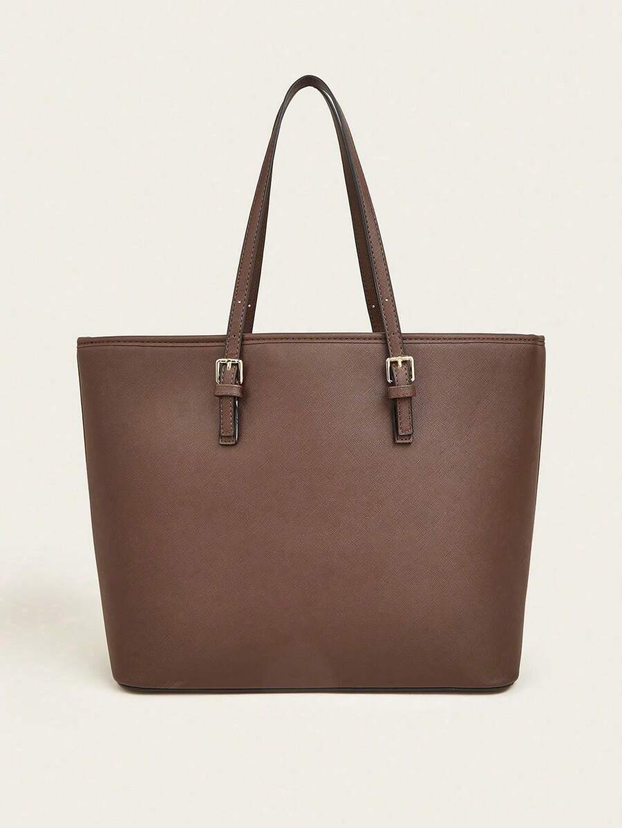 Bolsa de ombro com design elegante e de grande capacidade, cor sólida, nova bolsa de ombro com grande capacidade para outono/inverno