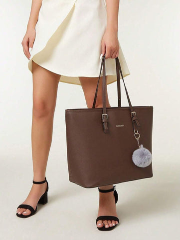 Bolsa de ombro com design elegante e de grande capacidade, cor sólida, nova bolsa de ombro com grande capacidade para outono/inverno