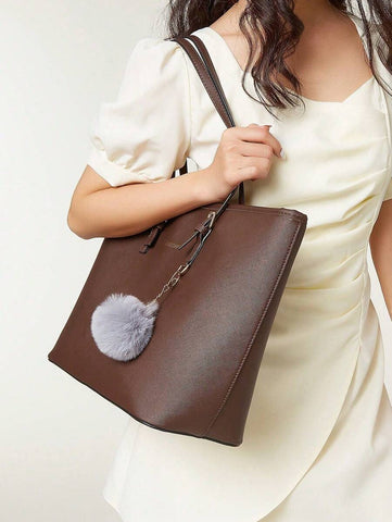 Bolsa de ombro com design elegante e de grande capacidade, cor sólida, nova bolsa de ombro com grande capacidade para outono/inverno