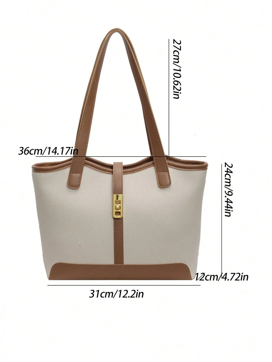 Bolsa de ombro feminina casual com zíper e grande capacidade para uso diário, bolsa de ombro nova no outono/inverno, bolsa tote de grande capacidade