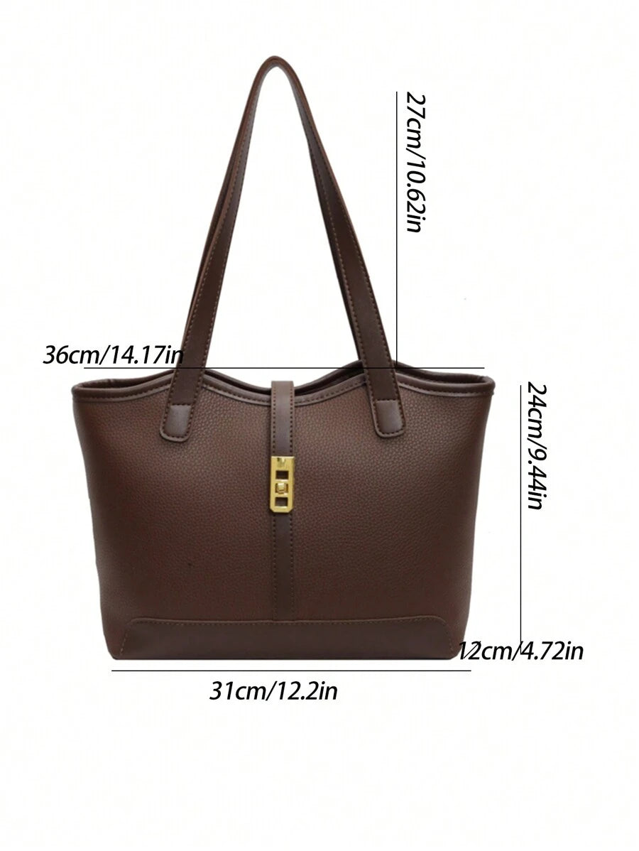Bolsa de ombro feminina casual com zíper e grande capacidade para uso diário, bolsa de ombro nova no outono/inverno, bolsa tote de grande capacidade