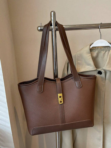 Bolsa de ombro feminina casual com zíper e grande capacidade para uso diário, bolsa de ombro nova no outono/inverno, bolsa tote de grande capacidade