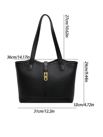 Bolsa de ombro feminina casual com zíper e grande capacidade para uso diário, bolsa de ombro nova no outono/inverno, bolsa tote de grande capacidade