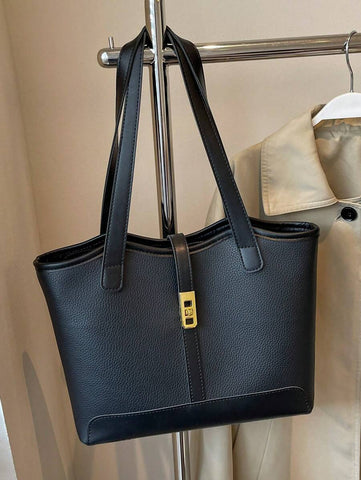 Bolsa de ombro feminina casual com zíper e grande capacidade para uso diário, bolsa de ombro nova no outono/inverno, bolsa tote de grande capacidade
