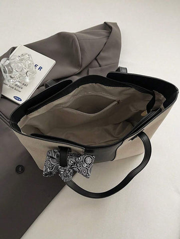 Bolsa de ombro feminina casual com zíper e grande capacidade para uso diário, bolsa de ombro nova no outono/inverno, bolsa tote de grande capacidade