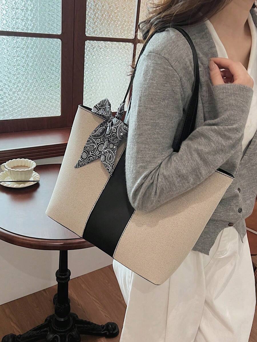 Bolsa de ombro feminina casual com zíper e grande capacidade para uso diário, bolsa de ombro nova no outono/inverno, bolsa tote de grande capacidade