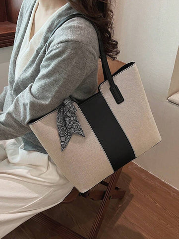 Bolsa de ombro feminina casual com zíper e grande capacidade para uso diário, bolsa de ombro nova no outono/inverno, bolsa tote de grande capacidade