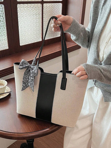 Bolsa de ombro feminina casual com zíper e grande capacidade para uso diário, bolsa de ombro nova no outono/inverno, bolsa tote de grande capacidade