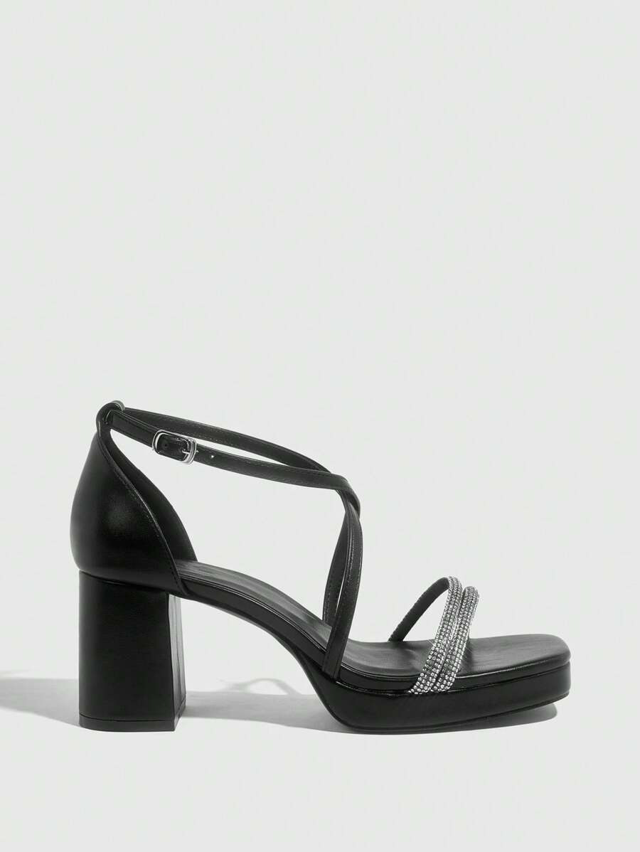 CUCCOO SZL Sapatos femininos com salto cruzado e tira no tornozelo, sandálias brancas para o verão, saltos de formatura, sapatos de festa, sapatos de volta às aulas, sapatos de estudante universitário, festa, baddie, elegante, chique, lindo estilo, natal,