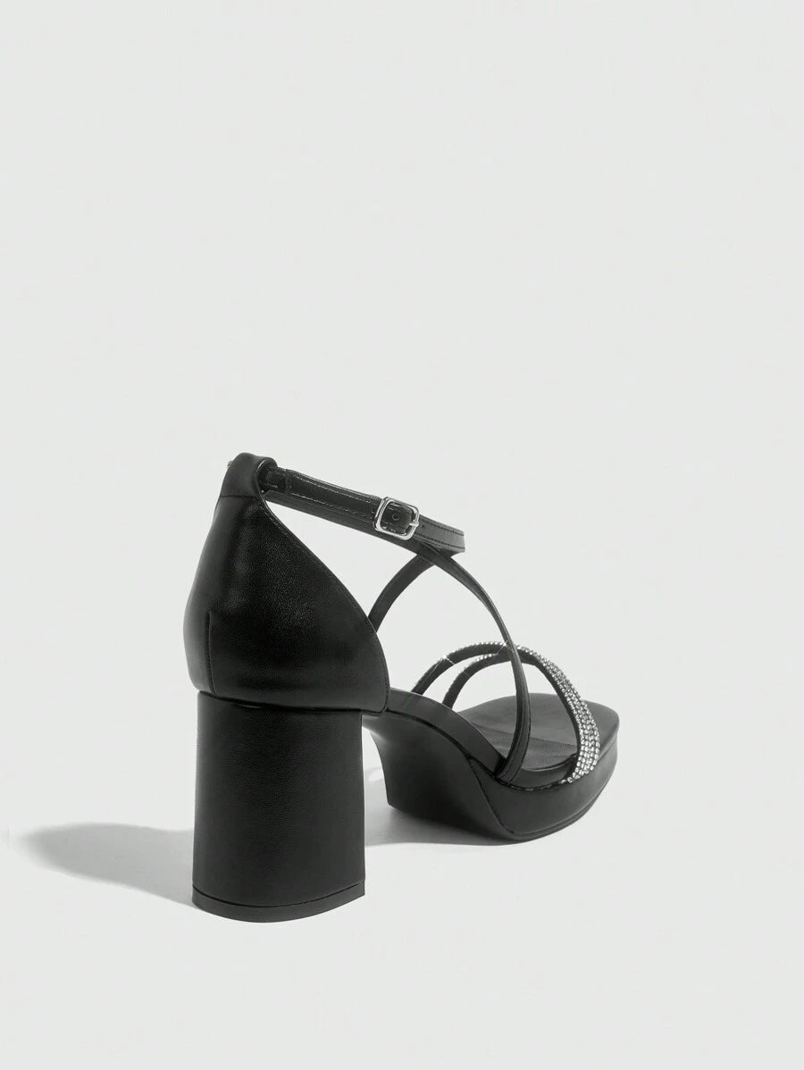 CUCCOO SZL Sapatos femininos com salto cruzado e tira no tornozelo, sandálias brancas para o verão, saltos de formatura, sapatos de festa, sapatos de volta às aulas, sapatos de estudante universitário, festa, baddie, elegante, chique, lindo estilo, natal,