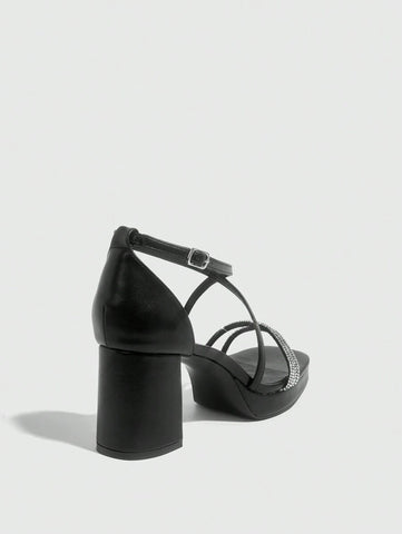 CUCCOO SZL Sapatos femininos com salto cruzado e tira no tornozelo, sandálias brancas para o verão, saltos de formatura, sapatos de festa, sapatos de volta às aulas, sapatos de estudante universitário, festa, baddie, elegante, chique, lindo estilo, natal,