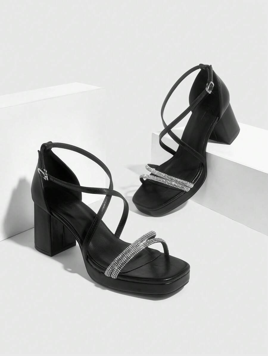 CUCCOO SZL Sapatos femininos com salto cruzado e tira no tornozelo, sandálias brancas para o verão, saltos de formatura, sapatos de festa, sapatos de volta às aulas, sapatos de estudante universitário, festa, baddie, elegante, chique, lindo estilo, natal,