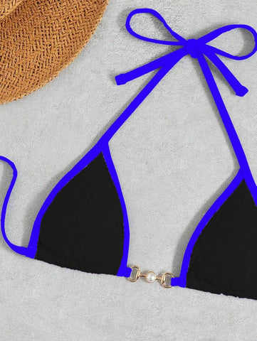 Swim Vcay Conjunto de biquíni feminino com alças cruzadas para férias na praia, corte atrevido no verão